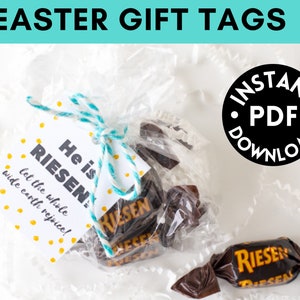 Easter Gift Tags- He Is Risen- Easter Printables- Easter Favors- Digital Download