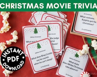 72 Christmas Movie Trivia Game Cards- Christmas Party Game- Digital Download