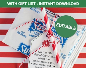 Sweet & Simple 12 Days of Christmas Poem Tags- Christmas Gift Idea- Twelve Days- Instant download- Advent Calendar- DIY 12 Days of Christmas