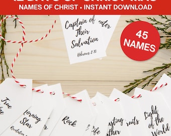 12 dagen van Kerstmis | 45 namen van Christus | 12 dagen van Kerstmis: labels en cadeau-ideeën | Digitale download