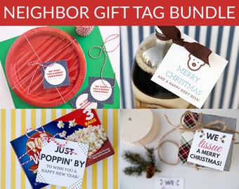 Voordelig pakket met cadeaulabels voor de buren - Kerstcadeau-ideeën - Digitale download