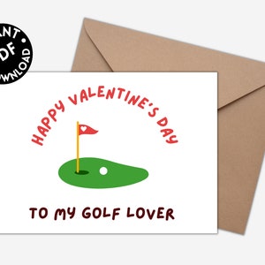 Tarjeta del Día de San Valentín- Tarjeta de golf- Tarjetas divertidas para él- Regalo de golf- Esposa de golf- Golf San Valentín
