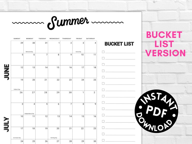 PRINTABLE Summer Countdown Poster Calendar Summer 2023 Etsy UK
