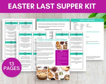 Easter Last Supper Program For Families - Discussion Cards - Passover Menu- Recipes- Easter Holy Week Tradition- Instant Download PDF