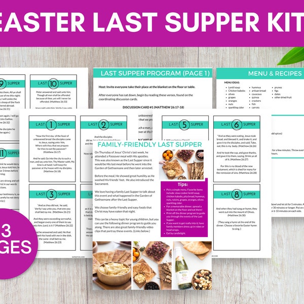 Easter Last Supper Program For Families - Discussion Cards - Passover Menu- Recipes- Easter Holy Week Tradition- Instant Download PDF