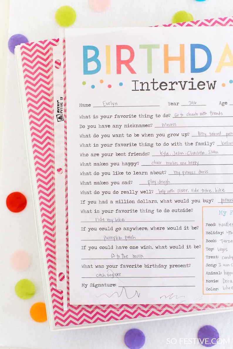 Birthday Interview Printable Birthday Questions Birthday Etsy Birthday Interview Printable Birthday Questions Birthday Etsy