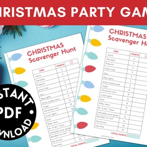 Christmas Scavenger Hunt | Christmas Light Scavenger Hunt Party Game | Instant download | Holiday party game