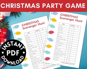 Christmas Scavenger Hunt | Christmas Light Scavenger Hunt Party Game | Instant download | Holiday party game