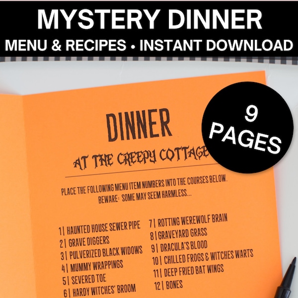 Mystery Dinner Menu Etsy