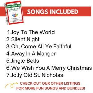 Christmas Hand Bell Music EBook 1 Bell Choir Music 7 Song Sheets Poster and Letter Size Digital Download PDF image 3