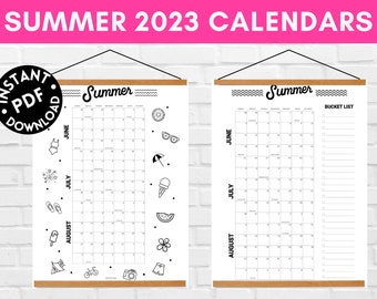 PRINTABLE Summer Countdown Poster Calendar - Summer 2023 Calendar - Summer Countdown - Summer Poster- Summer Bucket List - Summer Fun List