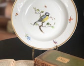 A beautiful pair of Meissen Bird plates, soup bowls, hand-painted, german porcelain, birds, decorative, china,