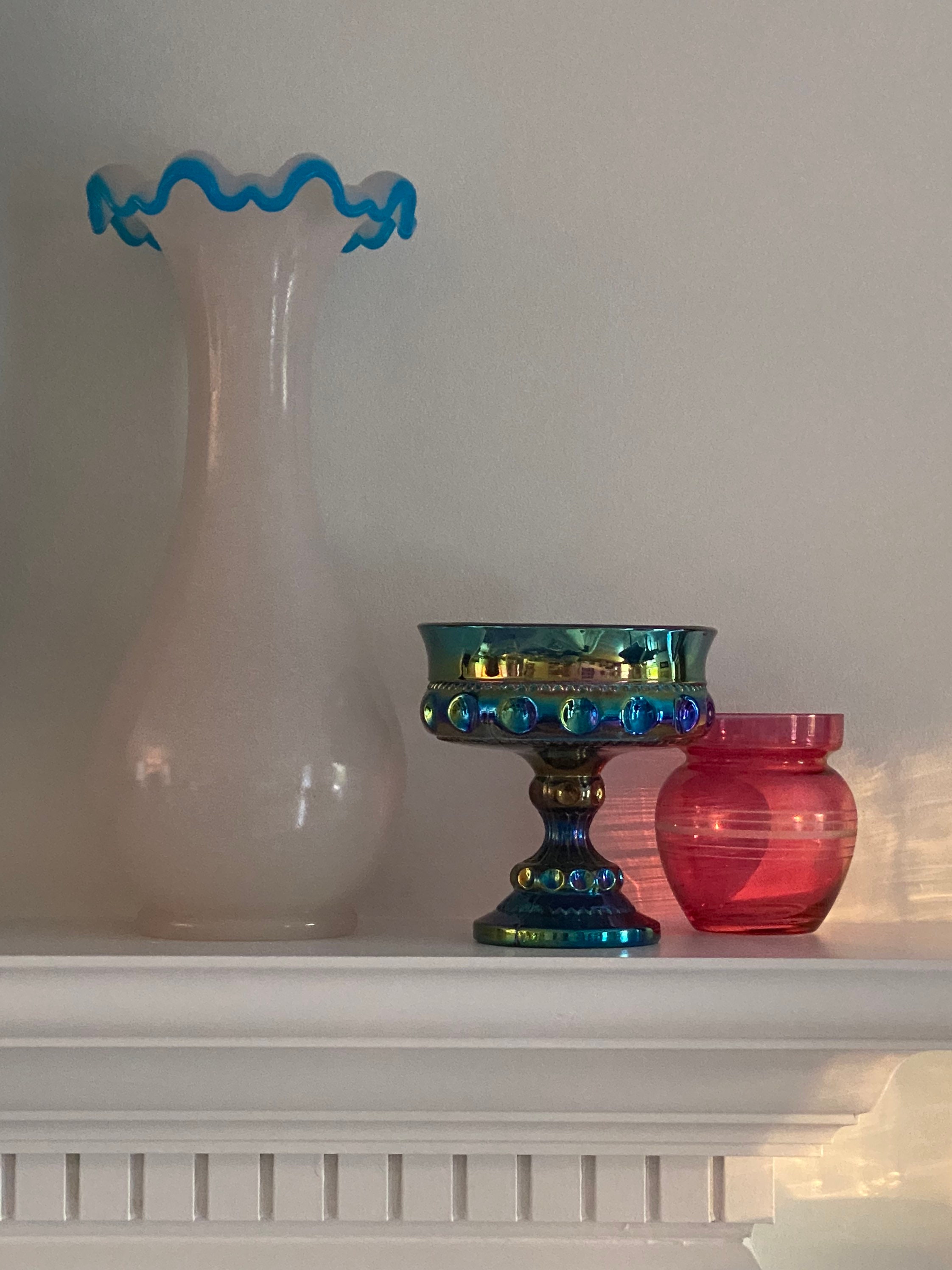 Beautiful Indiana Glass Compote, Blue Iridescent Carnival Glass ...