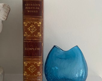 Emerson's Poems, Poems by Ralph Waldo Emerson, Household Edition, Riverside Press, leatherbound, antique book, collectible, vintage
