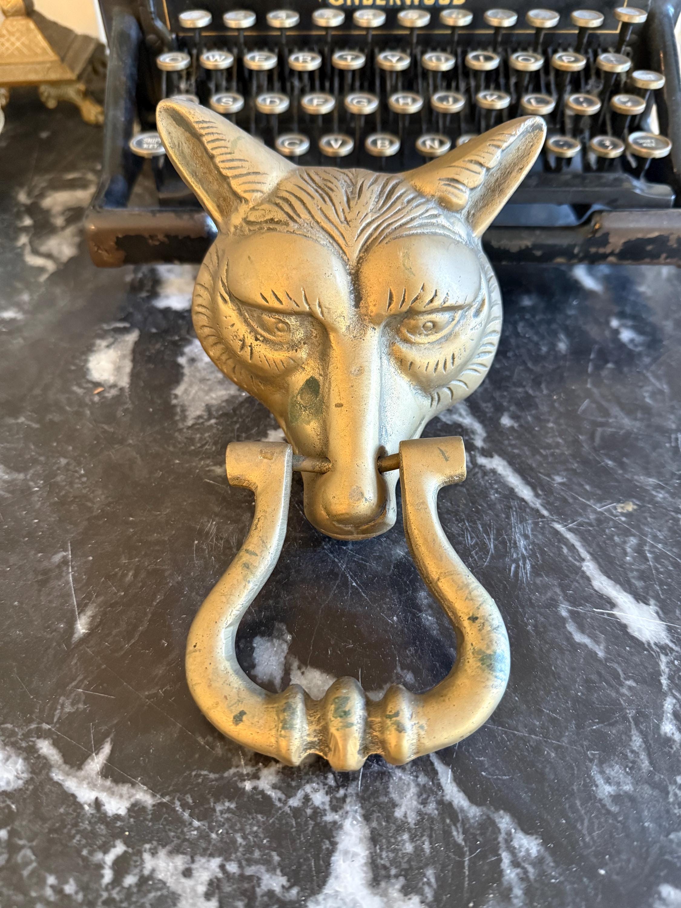 Polished Brass Fox Head Door Knocker
