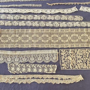 Pacote de renda antiga, tecido antigo, artesanato, feito à mão, renda francesa, renda de bilro