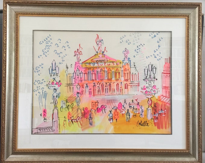 A stunning original framed painting by Charles Cobelle of the Palais Garnier, acrylic on canvas, museum quality framing
