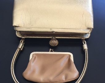 Vintage gold evening bag (purse), designed by Coblentz with a diamanté clasp