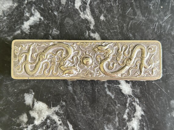 Beautiful Wang Hing Chinese Export Silver Rectangular Box, Dragon