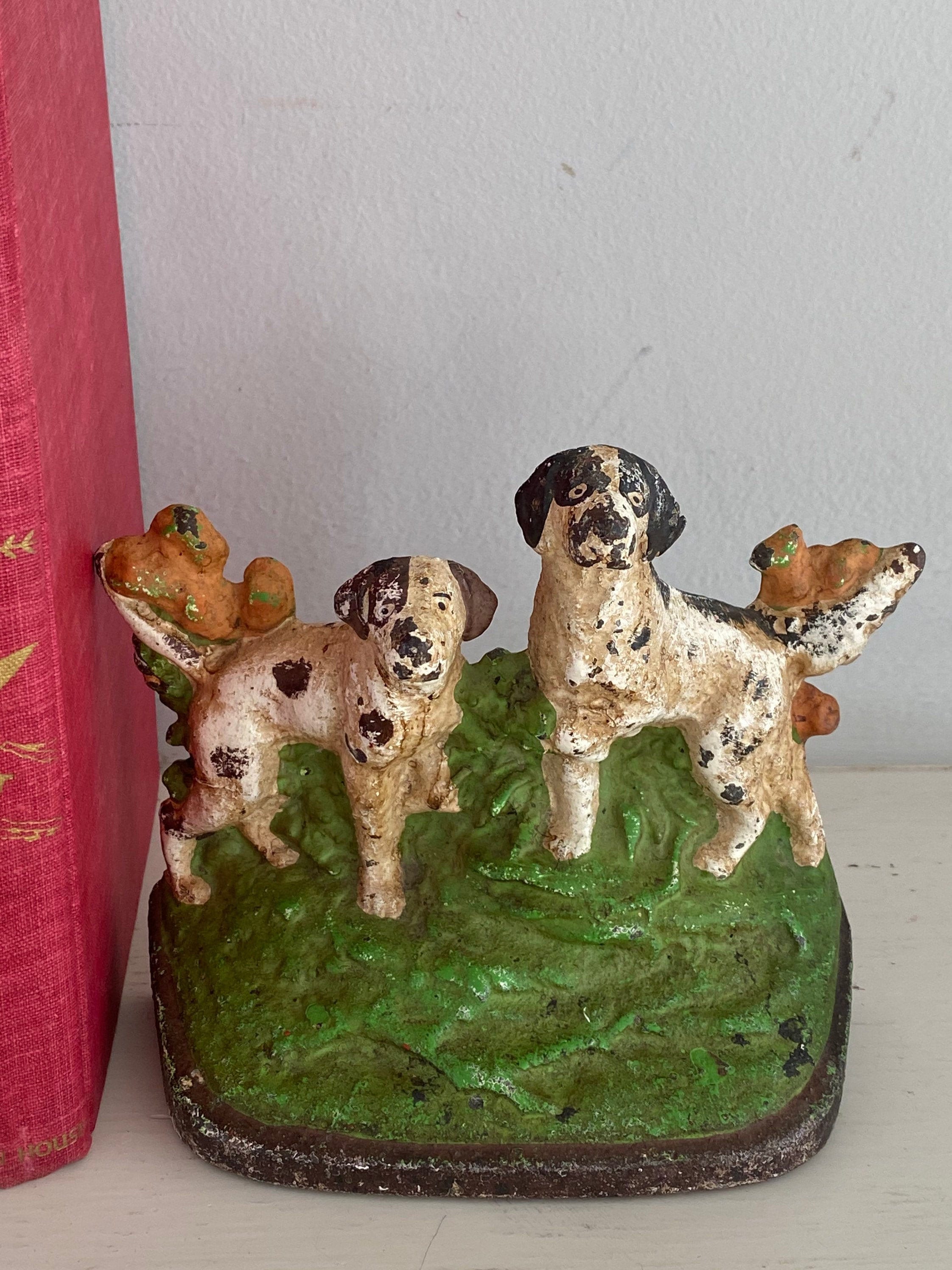 Stunning Antique Hubley Doorstop or Bookend, #281, Two Hunting