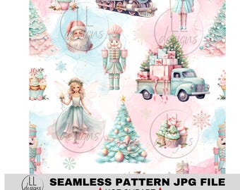 Sweet Pastel Nutcracker Christmas JPG  Seamless Pattern, Digital Paper,Seamless,Background,Design,Printable,Print,Pattern