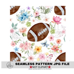 Football Floral Flowers JPG Seamless Pattern, Digital Paper,Seamless,Background,Design,Printable,Print,Pattern