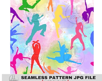 Danza colorata ballerina JPG modello senza soluzione di continuità, carta digitale, digitale, carta, senza soluzione di continuità, sfondo, design, stampabile, stampa, modello