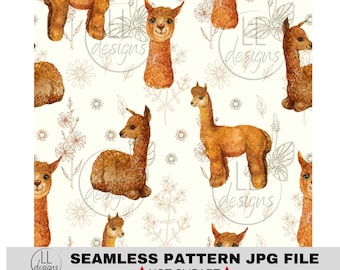 Hey Llama Mama JPG Seamless Pattern, Carta digitale,Digitale,Carta,Senza soluzione di continuità,Sfondo,Design,Stampabile,Stampa,Modello