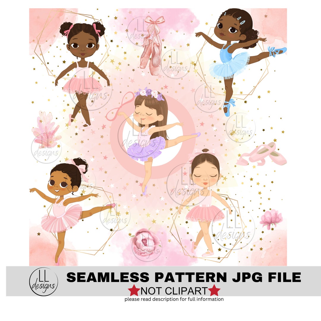 Tiny Little Dancer Pink Ballet Seamless Pattern, Digital Paper,seamless ...