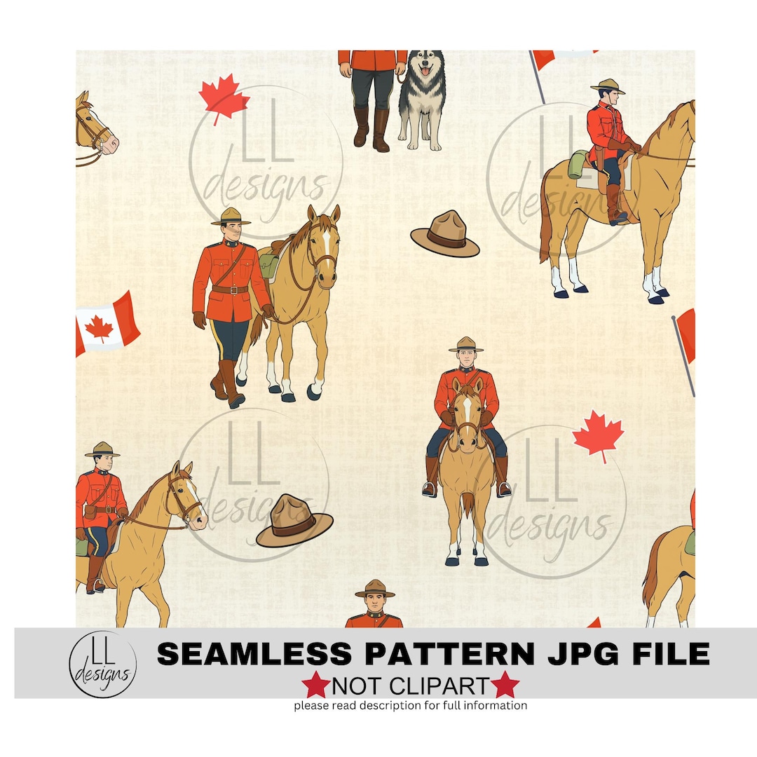 Mountie Canadian JPG Seamless Pattern, Digital Paper,digital,paper ...