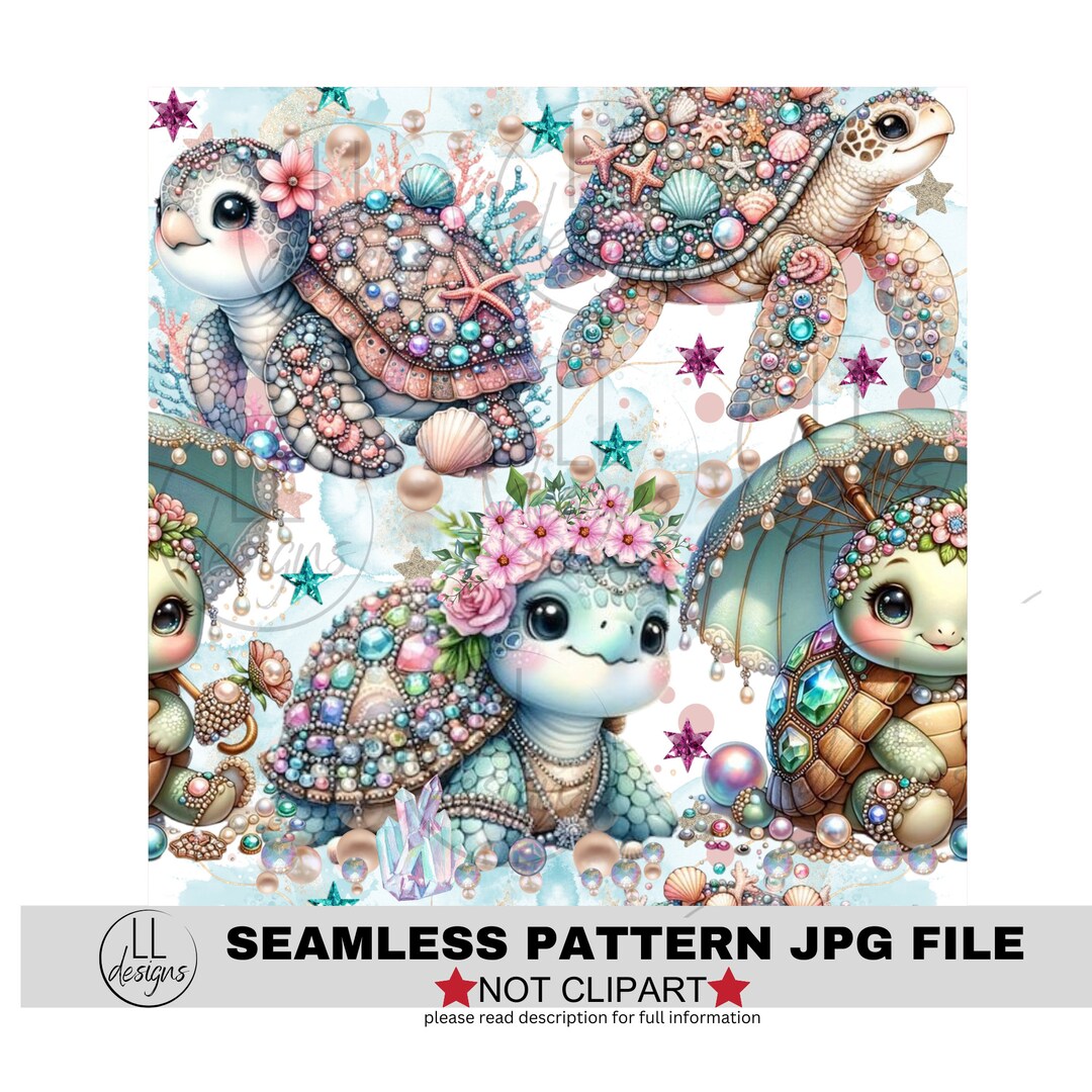 Turtleson Pink Pattern Turtles Glam Gems Purple Pink Gold Mint JPG Summer Seamless Pattern ...