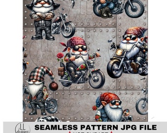 Gnomi motociclisti JPG modello senza soluzione di continuità, carta digitale, digitale, carta, senza soluzione di continuità, sfondo, design, stampabile, stampa, modello