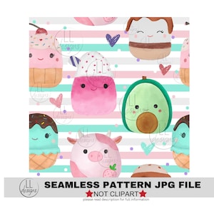 Squish Plushies Love Seamless Pattern, Digital Paper,Digital,Paper,Seamless,Background,Design,Printable,Print,Pattern