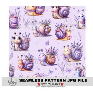 Lavendel Schnecken lila JPG Sommer nahtlose Muster, digitales Papier, Nahtlos, Hintergrund, Design, bedruckbar, Drucken, Muster