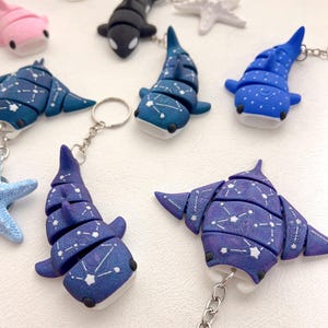 Custom Shark Keychain with Letter, Fish Charm Key Holder, Unique Whale Key Chain, 3D Print Whale Shark Bag Charms, Personalized Gift for Her