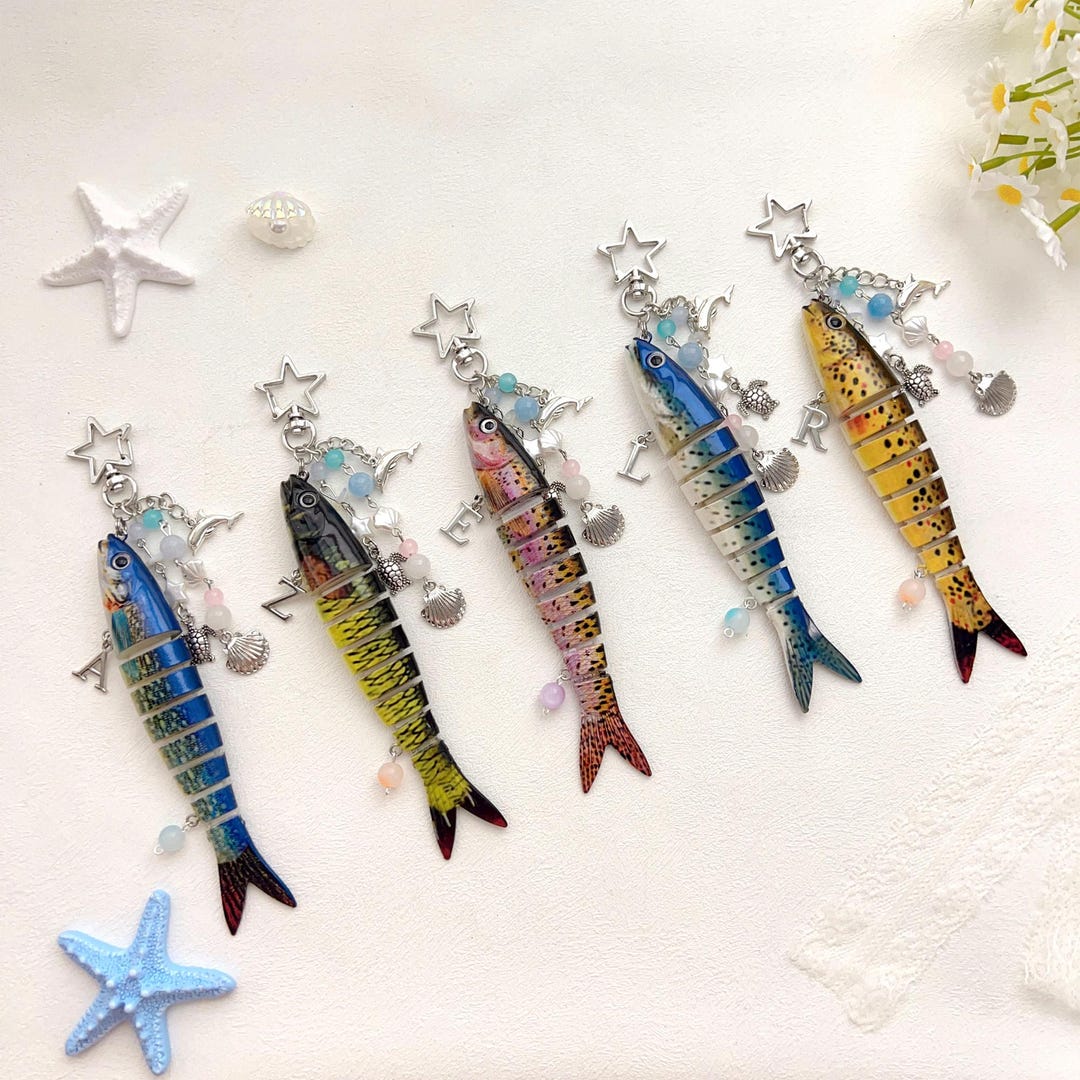 Custom Fish Keychain With Letter, Fish Purse Charm, Y2K Handbag Charms ...