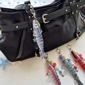 Personalized Fish Keychain with Letter, Y2K Fish Charm Bag Decoration, Cute Fish Lure Key Chain, Handmade Fishing Key Holder, Unique Gift