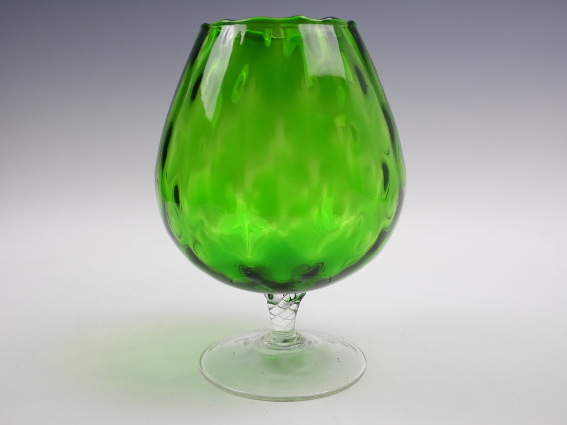 Large Vintage Green Coloured Glass Brandy Balloon/vase 5 Etsy