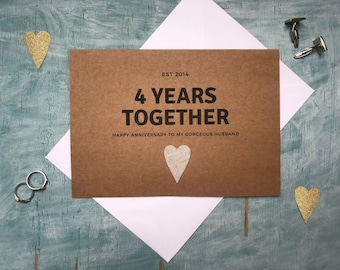 4th anniversary card etsy