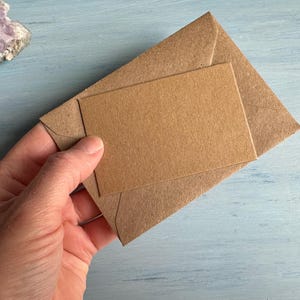 Mini envelopes with card pieces, small recycled kraft brown envelopes with brown kraft card inserts, C7 envelopes for guestbooks