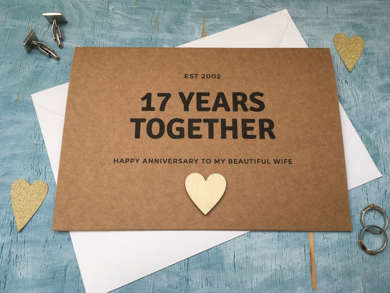 Personalised custom 17th anniversary card 17 years together Etsy