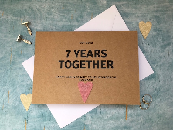 Her Wool Personalised Handmade 7th Wedding Anniversary Card Him For The