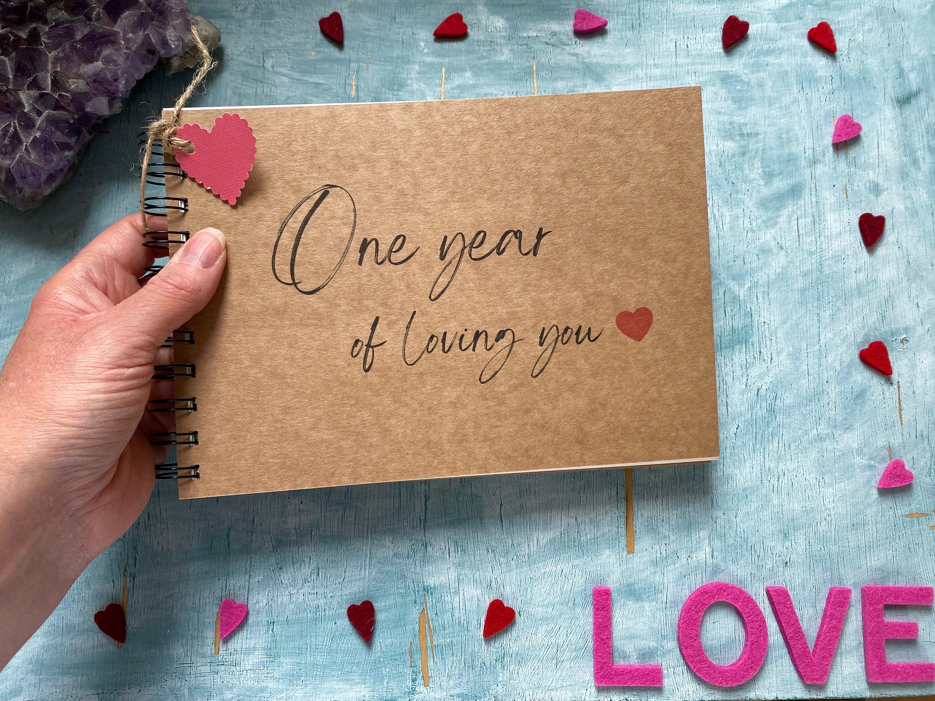One Year of Loving You Scrapbook Album, First Year Anniversary Gifts for  Boyfriend, 1 Year Paper Wedding Anniversary Present for Husband 