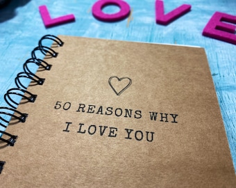 50 reasons why i love you mini book of love notes, long distance first anniversary boyfriend gift 50 things i love about you 50th gift ideas