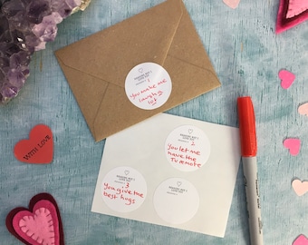 Reasons why I love you set of mini stickers, first anniversary gift love notes for lunch box or envelope seals long distance boyfriend gift