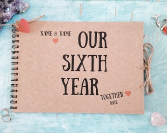 our sixth year together scrapbook album, six year together gifts for boyfriend, husband 6 year anniversary wedding anniversary present