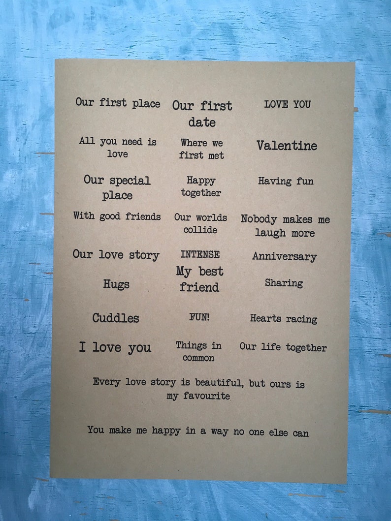 custom scrapbook sentiments / printed love words for valentines scrapbook album / scrapbook titles for diy long distance boyfriend gift image 6