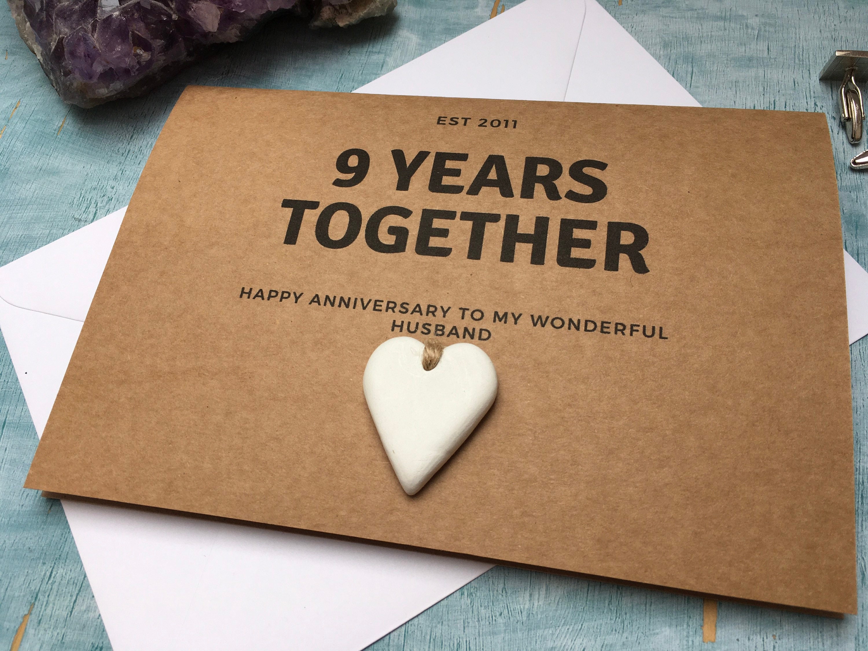 9th Anniversary Card for Husband, 9 Years Together Est2016, Card for Clay  Anniversary, Married in 2017 Nine Years Card for Wife - Etsy, image size:3000x2250