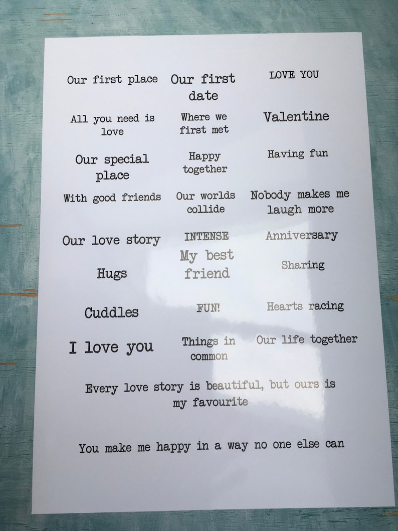 custom scrapbook sentiments / printed love words for valentines scrapbook album / scrapbook titles for diy long distance boyfriend gift image 8