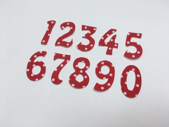 ADVENT Iron on Die Cut Fabric Numbers 1-25 1 Inch Craft//Christmas JERSEY STYLE